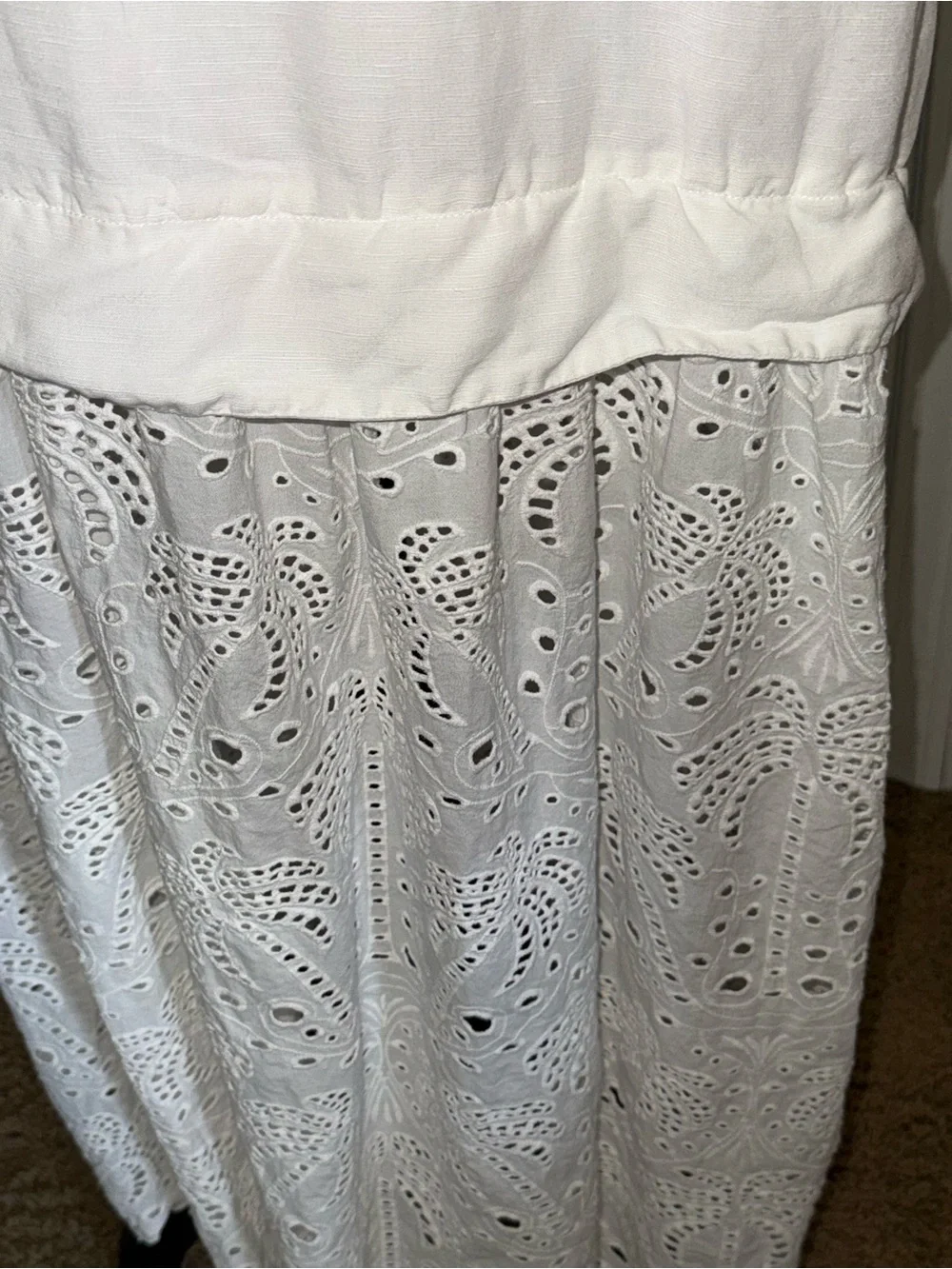 Agua Anglaise White Eyelet Lace Maxi Dress Women’s Size Large Boho Cottagecore - Picture 4 of 11